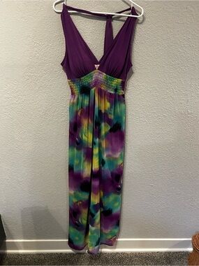 Candie's Purple Tie-Dye Halter Dress